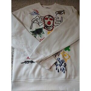 Rebel Minds Sweatshirt Punk Graphic White L Patch